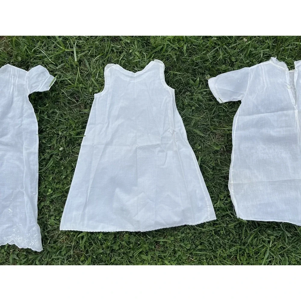 Vintage Baby‎ Dress Christening Gown Lot Embroidered Lace 3 Piece Set Baptism